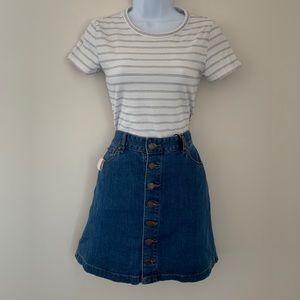 high-rise denim mini skirt